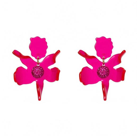 NEW LELE SADOUGHI women's fuschia small crystal lily earrings in pink - Picture 1 of 2